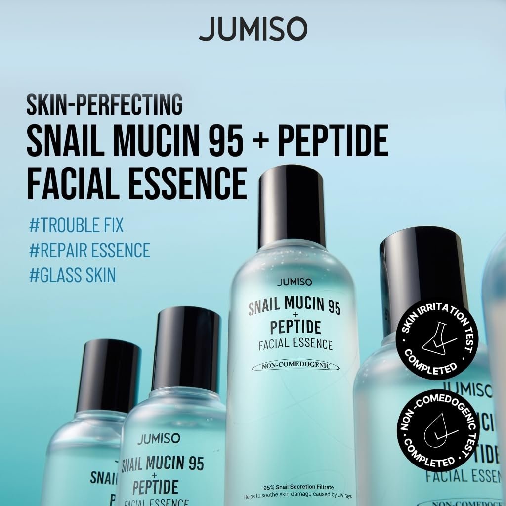 JUMISO Snail Mucin 95 + Peptide Essence - Advanced Skin Repair Serum for Acne-Prone & Sun-Damaged Skin, Non-Comedogenic Facial Moisturizer with 5-Peptide Complex, Fragrance-Free, Slow-Aging, 4.73 fl.oz. Avelisse