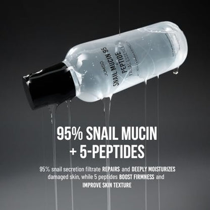 JUMISO Snail Mucin 95 + Peptide Essence - Advanced Skin Repair Serum for Acne-Prone & Sun-Damaged Skin, Non-Comedogenic Facial Moisturizer with 5-Peptide Complex, Fragrance-Free, Slow-Aging, 4.73 fl.oz. Avelisse