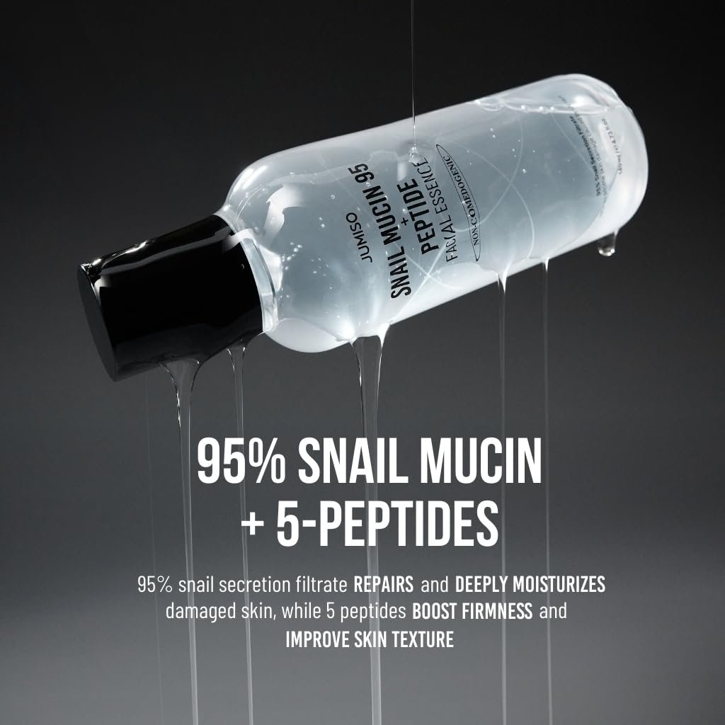 JUMISO Snail Mucin 95 + Peptide Essence - Advanced Skin Repair Serum for Acne-Prone & Sun-Damaged Skin, Non-Comedogenic Facial Moisturizer with 5-Peptide Complex, Fragrance-Free, Slow-Aging, 4.73 fl.oz. Avelisse