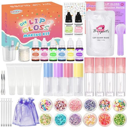 BRIPATI DIY Lip Gloss Making Kit - All-in-One Set with Clear Base, Pigments, Glitter, Tubes - Creative Gift for Women, Girls, Makeup Lovers for Christmas, Birthdays Avelisse