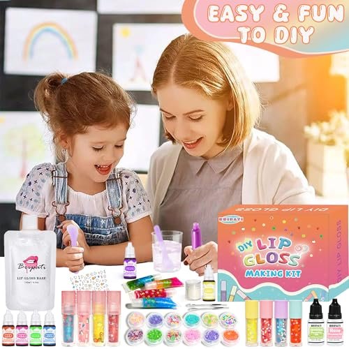 BRIPATI DIY Lip Gloss Making Kit - All-in-One Set with Clear Base, Pigments, Glitter, Tubes - Creative Gift for Women, Girls, Makeup Lovers for Christmas, Birthdays Avelisse