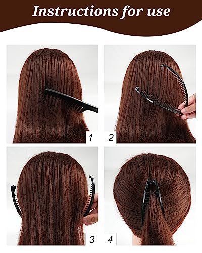 12 Pieces Banana Clip Set - Vintage Classic Clincher Combs for Women, 90s Retro Fish Shape Ponytail Holder Hair Accessories (Black, White, Coffee, Dark Red) - görsel 8