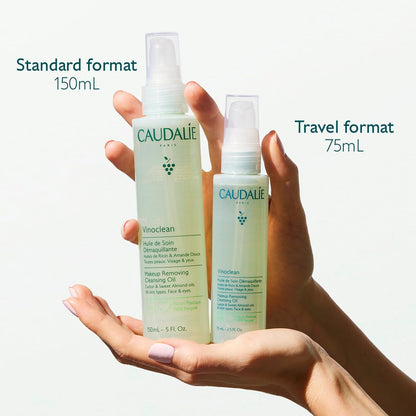 Caudalie Vinoclean Makeup Removing Cleansing Oil - Travel-Size 75 mL | Gentle Waterproof Makeup Remover Avelisse