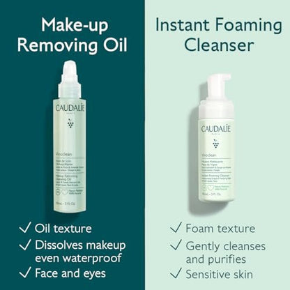 Caudalie Vinoclean Makeup Removing Cleansing Oil - Travel-Size 75 mL | Gentle Waterproof Makeup Remover Avelisse