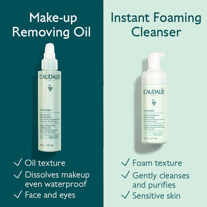 Caudalie Vinoclean Makeup Removing Cleansing Oil - Travel-Size 75 mL | Gentle Waterproof Makeup Remover Avelisse