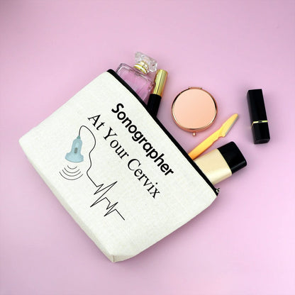 Sonographer Gift Makeup Bag - Ultrasound Technician Appreciation Cosmetic Pouch for Women Radiologist Tech Student Graduation Birthday
