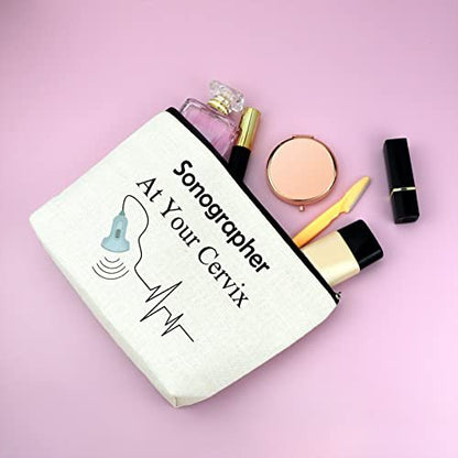 Sonographer Gift Makeup Bag - Ultrasound Technician Appreciation Cosmetic Pouch for Women Radiologist Tech Student Graduation Birthday