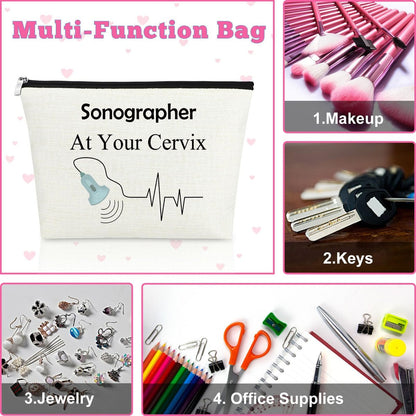 Sonographer Gift Makeup Bag - Ultrasound Technician Appreciation Cosmetic Pouch for Women Radiologist Tech Student Graduation Birthday