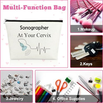 Sonographer Gift Makeup Bag - Ultrasound Technician Appreciation Cosmetic Pouch for Women Radiologist Tech Student Graduation Birthday