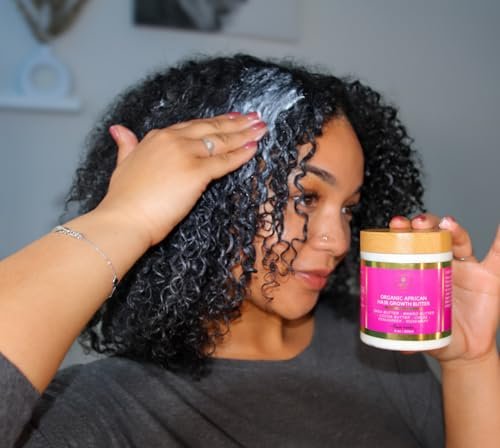 Chebe Hair Growth and Thickening Butter - Ayurvedic Deep Conditioner with Shea, Cocoa, Mango Butter, Fenugreek, and Rosemary for All Hair Types (8 oz) Avelisse