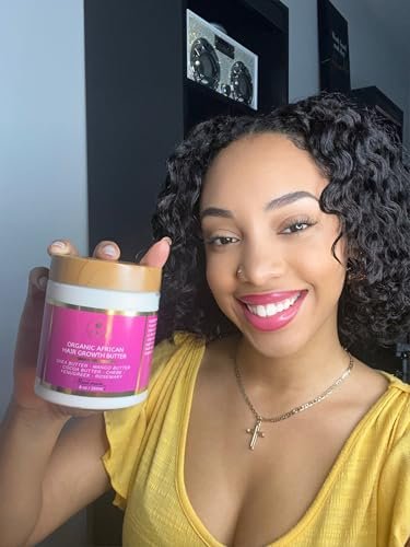 Chebe Hair Growth and Thickening Butter - Ayurvedic Deep Conditioner with Shea, Cocoa, Mango Butter, Fenugreek, and Rosemary for All Hair Types (8 oz) Avelisse