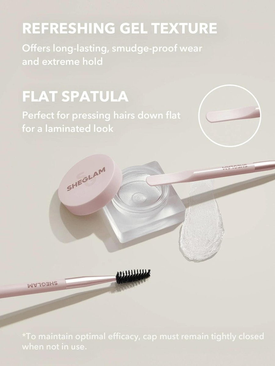 SHEGLAM Set Me Up Brow Hold Eyebrow Gel - Crystal Clear, Long Lasting Waterproof Smudge Proof Shaping Eyebrow Wax (0.18 oz) - görsel 3