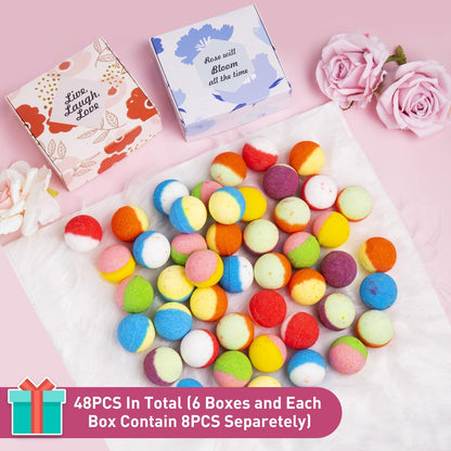 Kainga Recka 48 Natural & Organic Bath Bombs for Relaxation and Stress Relief – Gift Set for Women and Kids Avelisse