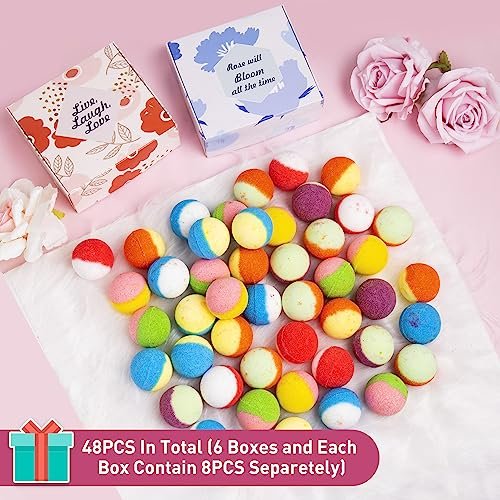 Kainga Recka 48 Natural & Organic Bath Bombs for Relaxation and Stress Relief – Gift Set for Women and Kids Avelisse