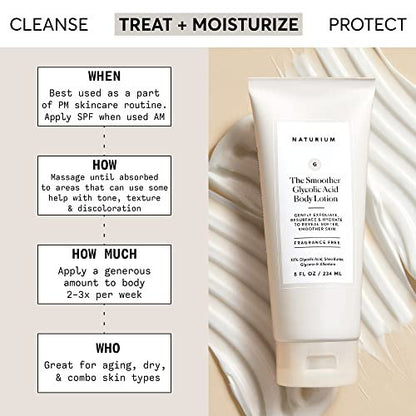 Naturium The Smoother Glycolic Acid Body Lotion - 10% Glycolic Acid Resurfacing & Exfoliating Treatment, 8 oz Avelisse
