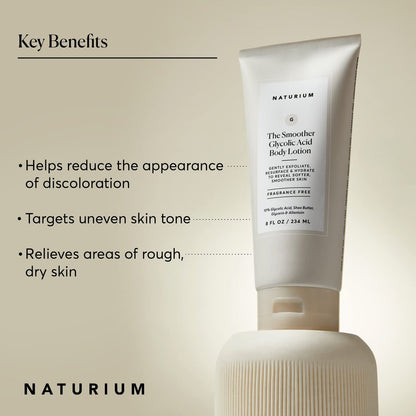 Naturium The Smoother Glycolic Acid Body Lotion - 10% Glycolic Acid Resurfacing & Exfoliating Treatment, 8 oz Avelisse
