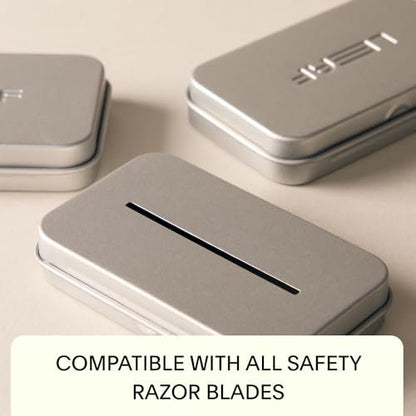 Leaf Shave Blade Recycling Tin | Durable Aluminum Blade Bank for Safety Razor Blades