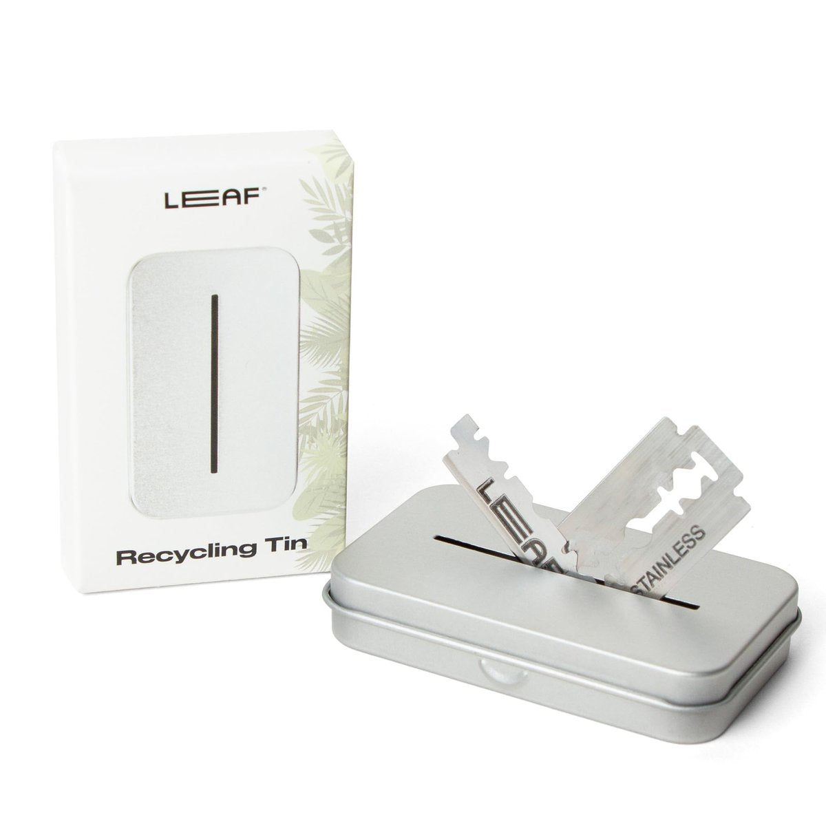 Leaf Shave Blade Recycling Tin | Durable Aluminum Blade Bank for Safety Razor Blades - görsel 1