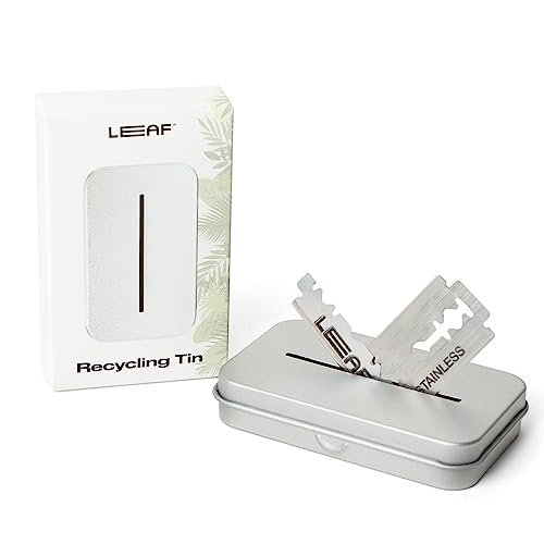 Leaf Shave Blade Recycling Tin | Durable Aluminum Blade Bank for Safety Razor Blades - görsel 2