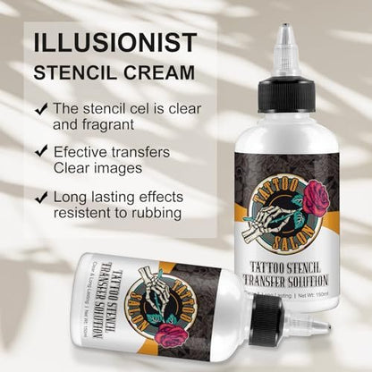 EQEIYICS Tattoo Stencil Transfer Gel Solution – 150ml Professional Clear & Long-Lasting Stencil Cream for Tattooing