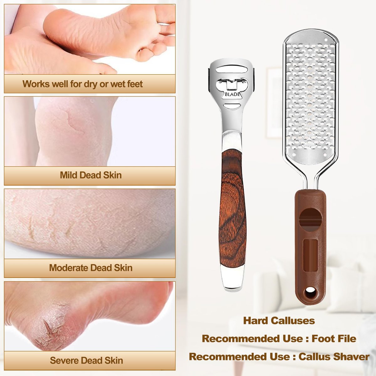 53pcs Foot File Callus Remover - Stainless Steel Large Foot Rasp with 50 Replacement Blades & 1 Foot File Head for Wet and Dry Feet - görsel 9