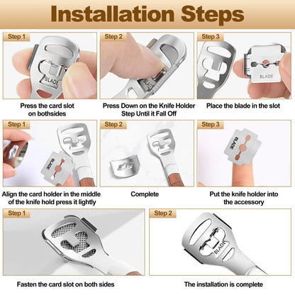 53pcs Foot File Callus Remover - Stainless Steel Large Foot Rasp with 50 Replacement Blades & 1 Foot File Head for Wet and Dry Feet