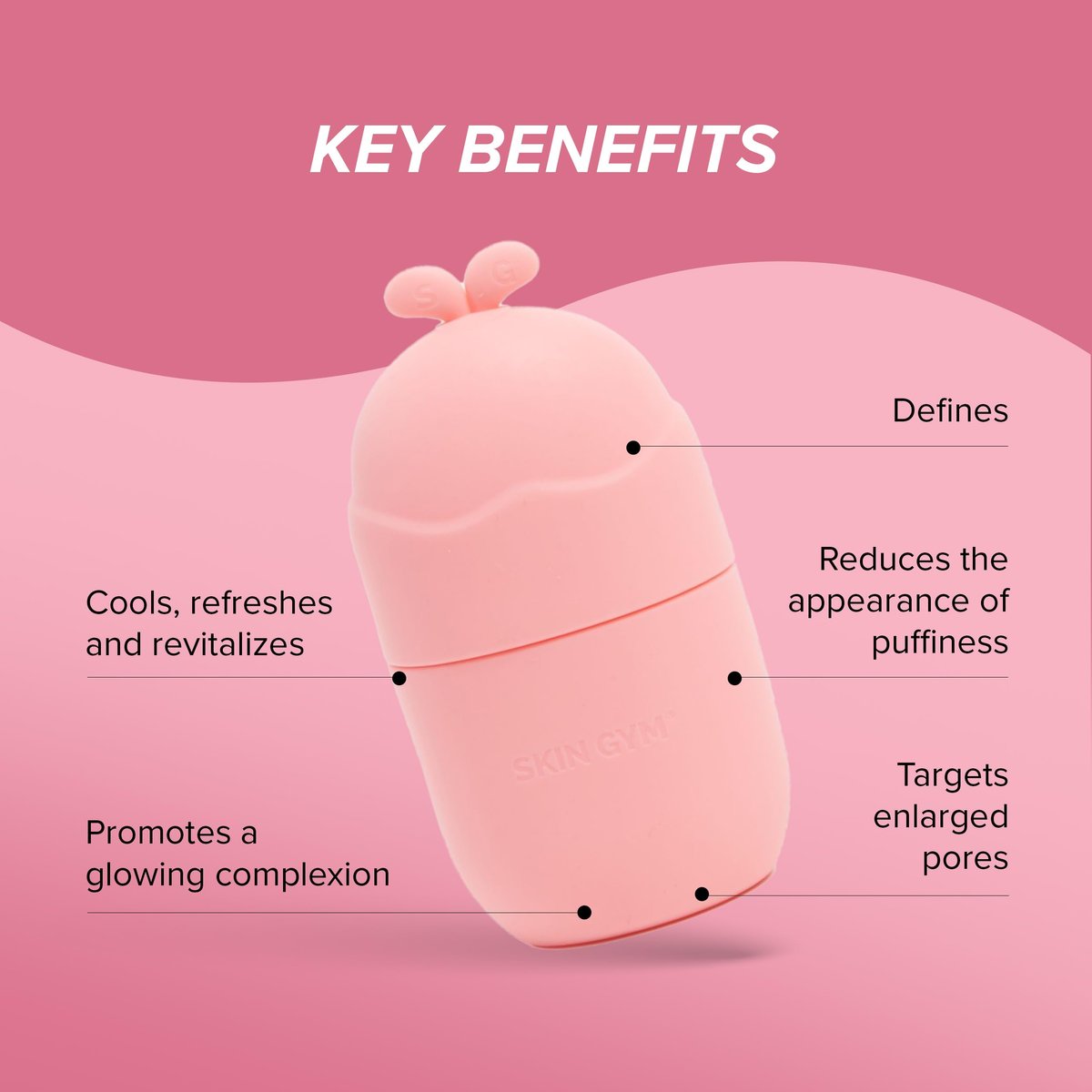 Skin Gym Ice Roller for Face – Pink Cryo Facial Roller for Depuffing, Pore Minimizing & Soothing Avelisse