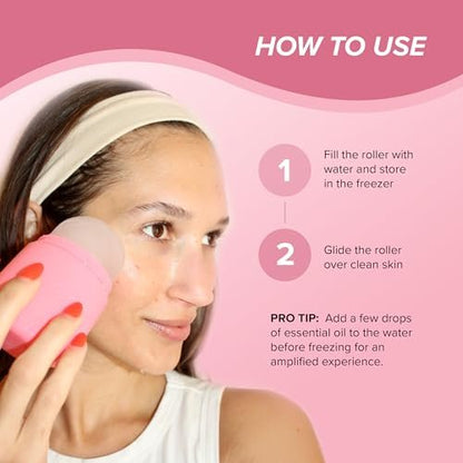 Skin Gym Ice Roller for Face – Pink Cryo Facial Roller for Depuffing, Pore Minimizing & Soothing Avelisse