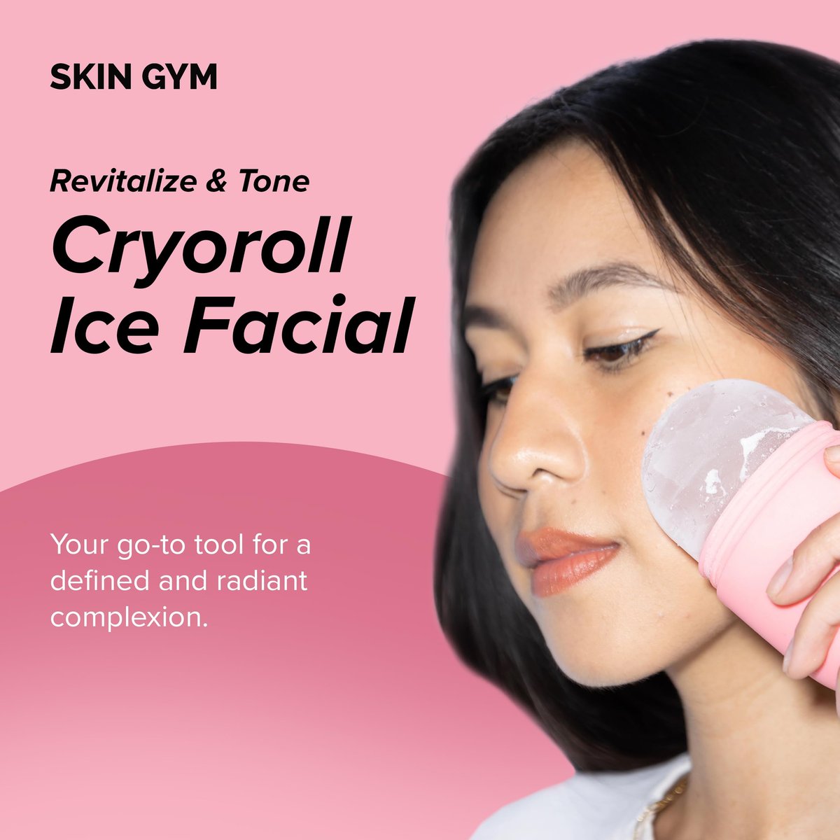 Skin Gym Ice Roller for Face – Pink Cryo Facial Roller for Depuffing, Pore Minimizing & Soothing Avelisse