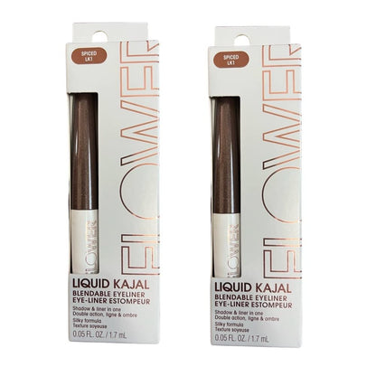 FLOWER BEAUTY Liquid Blendable Eyeliner, Spiced LK1 - Pack of 2 - Brown Eyeliner for Soft, Smudged Looks