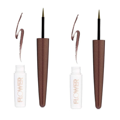 FLOWER BEAUTY Liquid Blendable Eyeliner, Spiced LK1 - Pack of 2 - Brown Eyeliner for Soft, Smudged Looks