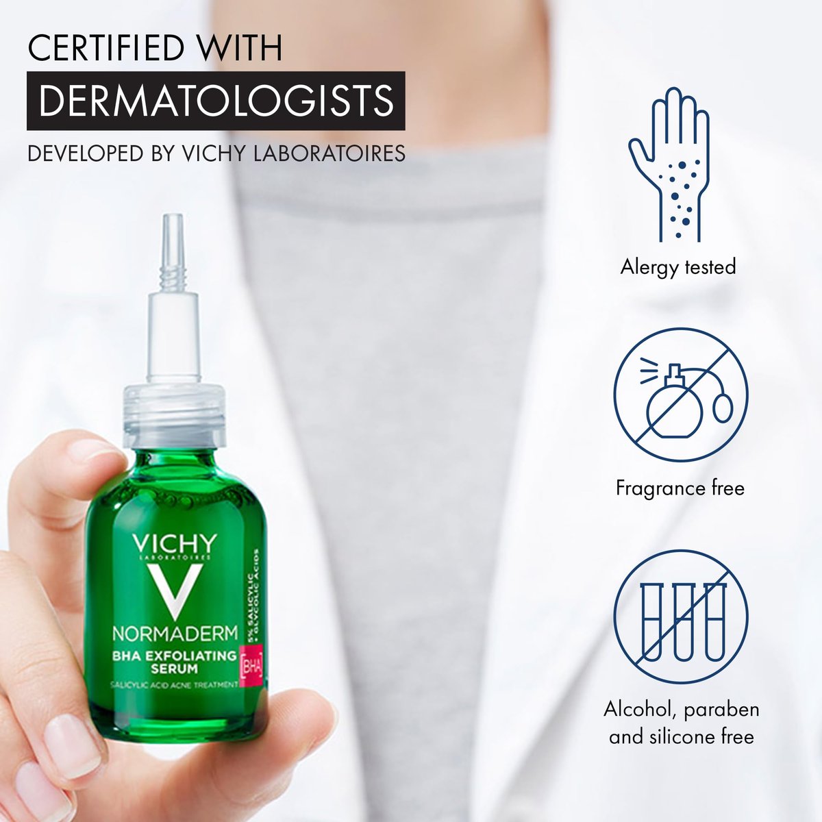 Vichy Normaderm BHA Exfoliating Serum - Salicylic Acid & Glycolic Acid Acne Treatment, 1.01 Fl Oz Avelisse