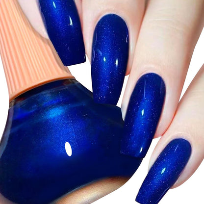 COSMOO Royal Blue Nail Polish - 12ml Shimmer Cobalt Blue Quick Dry Nail Lacquer with High Gloss & Iridescent Ultrachrome Finish