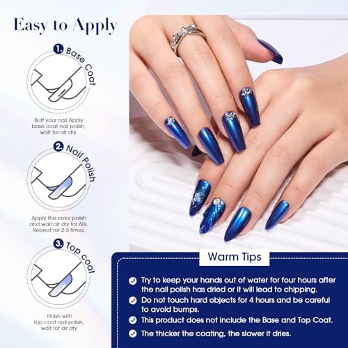 COSMOO Royal Blue Nail Polish - 12ml Shimmer Cobalt Blue Quick Dry Nail Lacquer with High Gloss & Iridescent Ultrachrome Finish - görsel 16
