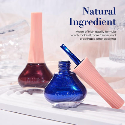 COSMOO Royal Blue Nail Polish - 12ml Shimmer Cobalt Blue Quick Dry Nail Lacquer with High Gloss & Iridescent Ultrachrome Finish
