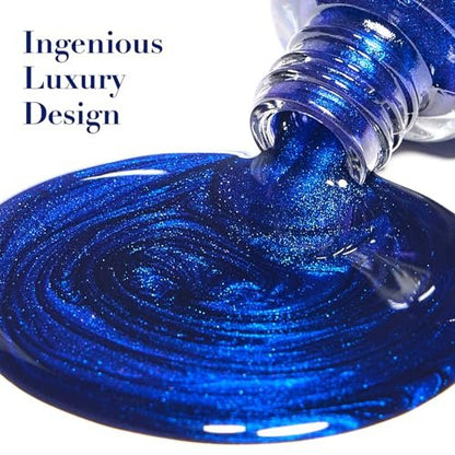 COSMOO Royal Blue Nail Polish - 12ml Shimmer Cobalt Blue Quick Dry Nail Lacquer with High Gloss & Iridescent Ultrachrome Finish