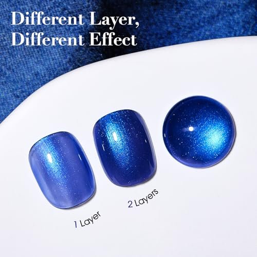 COSMOO Royal Blue Nail Polish - 12ml Shimmer Cobalt Blue Quick Dry Nail Lacquer with High Gloss & Iridescent Ultrachrome Finish - görsel 12