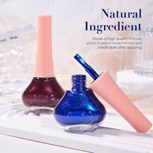 COSMOO Royal Blue Nail Polish - 12ml Shimmer Cobalt Blue Quick Dry Nail Lacquer with High Gloss & Iridescent Ultrachrome Finish - görsel 14