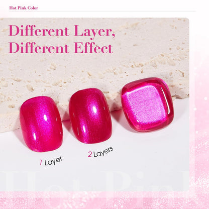 COSMOO Hot Pink Nail Polish - Quick Dry, Super Lustrous Shimmer Nail Lacquer 12ml