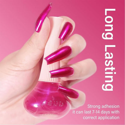 COSMOO Hot Pink Nail Polish - Quick Dry, Super Lustrous Shimmer Nail Lacquer 12ml
