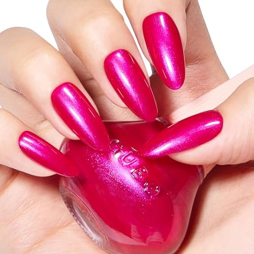 COSMOO Hot Pink Nail Polish - Quick Dry, Super Lustrous Shimmer Nail Lacquer 12ml - görsel 8