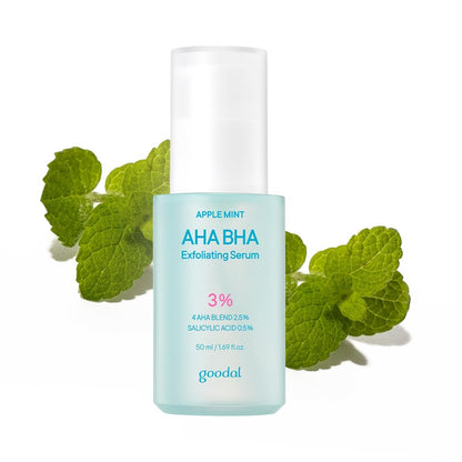 Goodal Apple Mint AHA BHA Exfoliating Serum - 2.5% AHA, 0.5% BHA Salicylic Acid for Blackheads, Enlarged Pores, Wrinkles & Fine Lines - 18 Free Formula - 1.69 fl oz