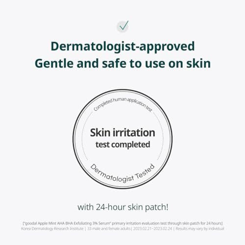 Goodal Apple Mint AHA BHA Exfoliating Serum - 2.5% AHA, 0.5% BHA Salicylic Acid for Blackheads, Enlarged Pores, Wrinkles & Fine Lines - 18 Free Formula - 1.69 fl oz - görsel 14