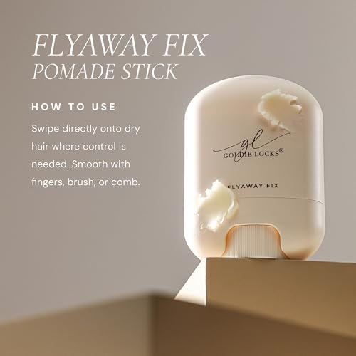 Goldie Locks Flyaway Fix Hydrating Pomade Stick - Tame Flyaways & Frizz, Lightweight Non-Greasy Hold, Safe for Extensions & Color-Treated Hair, Protein-Free, 0.5 oz Avelisse