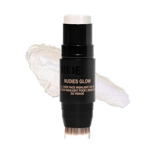 Nudestix Nudies Glow Highlighter Stick – Illumi-Naughty | Dewy Cream Highlighter for Face, Eyes & Body with Built-In Brush Avelisse