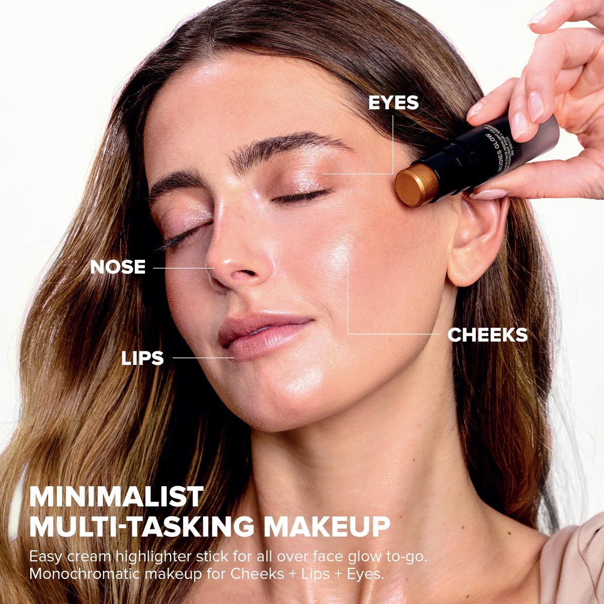Nudestix Nudies Glow Highlighter Stick – Illumi-Naughty | Dewy Cream Highlighter for Face, Eyes & Body with Built-In Brush Avelisse