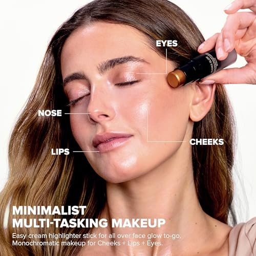 Nudestix Nudies Glow Highlighter Stick – Illumi-Naughty | Dewy Cream Highlighter for Face, Eyes & Body with Built-In Brush Avelisse