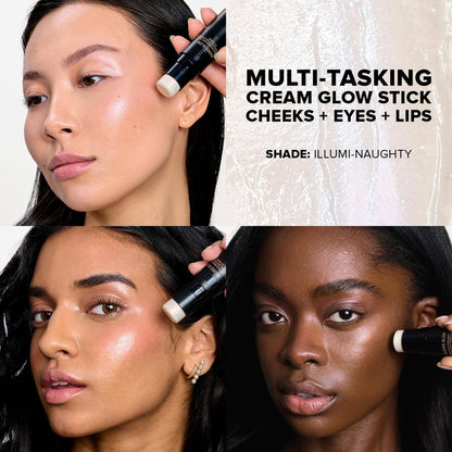 Nudestix Nudies Glow Highlighter Stick – Illumi-Naughty | Dewy Cream Highlighter for Face, Eyes & Body with Built-In Brush Avelisse
