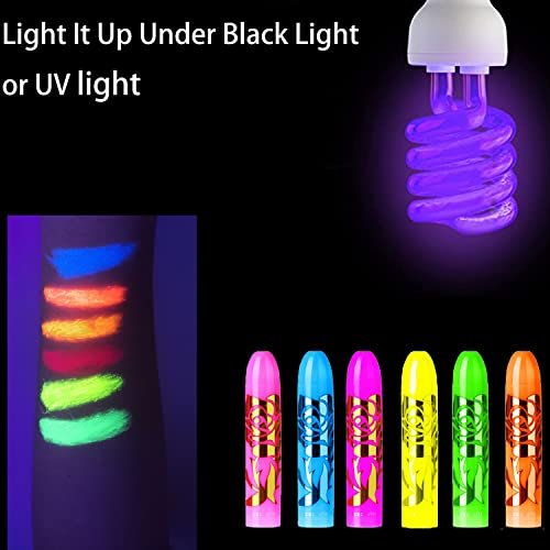 12 PCS Glow Face Body Paint Kit – Neon UV Black Light Reactive Makeup for Halloween, Festivals, and Glow Parties - görsel 6
