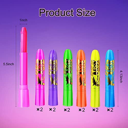 12 PCS Glow Face Body Paint Kit – Neon UV Black Light Reactive Makeup for Halloween, Festivals, and Glow Parties - görsel 4